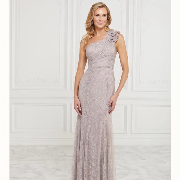 Christina Wu Celebration Taupe and Silver Dress - Picture 3 of 9